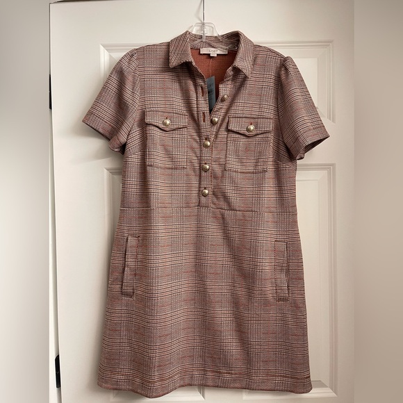 Loft plaid mini shift pocket dress. Brand new, never worn. Size petite 10. - Picture 1 of 3
